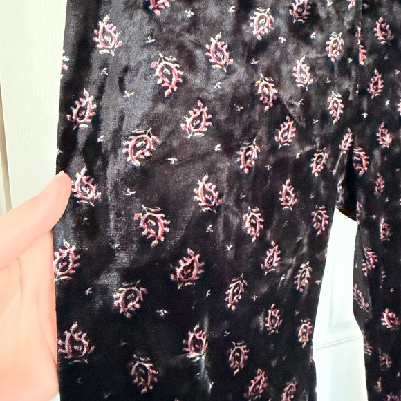 Billabong Black Velvet Pants with Pink Floral Design - Picture 6 of 7